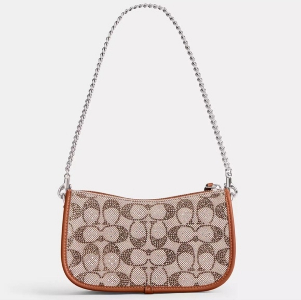 Coach Signature Canvas Mini Shoulder Bag in Brown/Tan - Picture 2 of 6